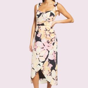 WAYF Malibu Faux Wrap Midi Dress In Black Orchid Size XL Lined Crepe Sleeveless